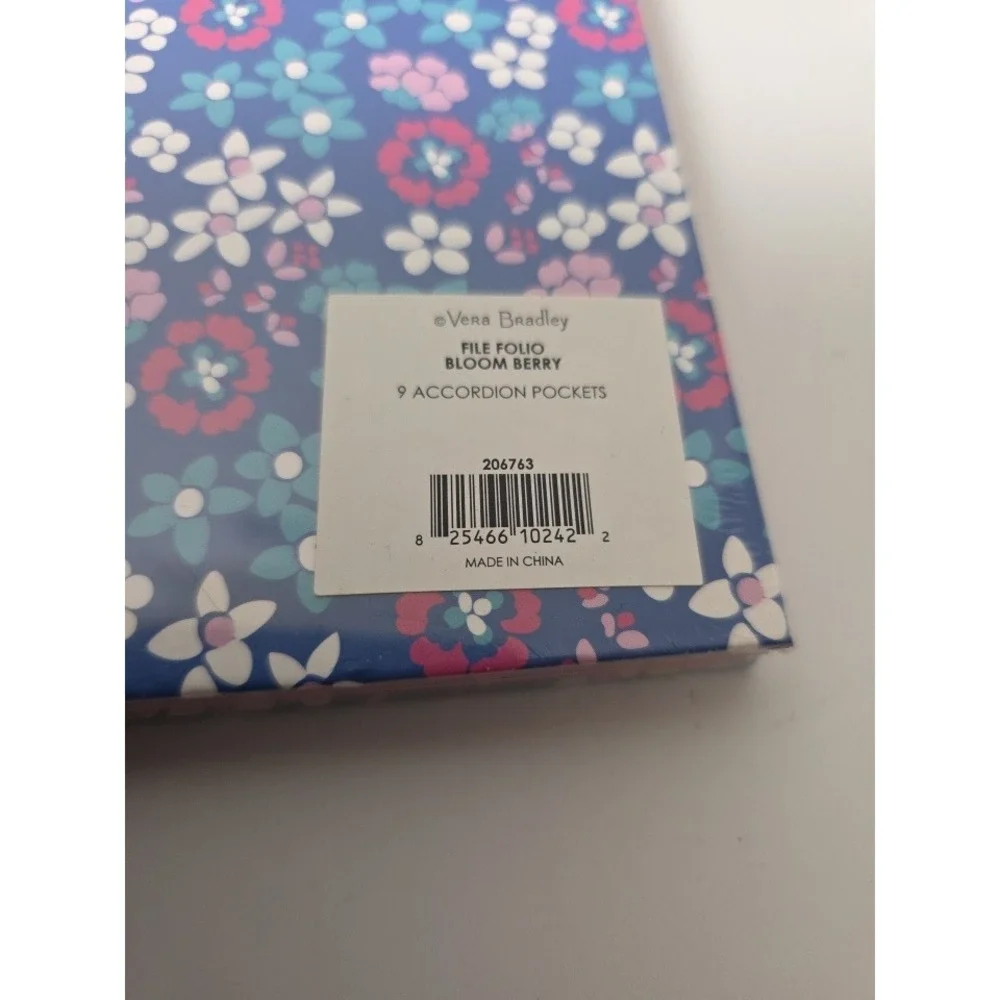 NEW Vera Bradley Staples Bloom‎ Berry File Folio 9 Pocket Accordion Organizer